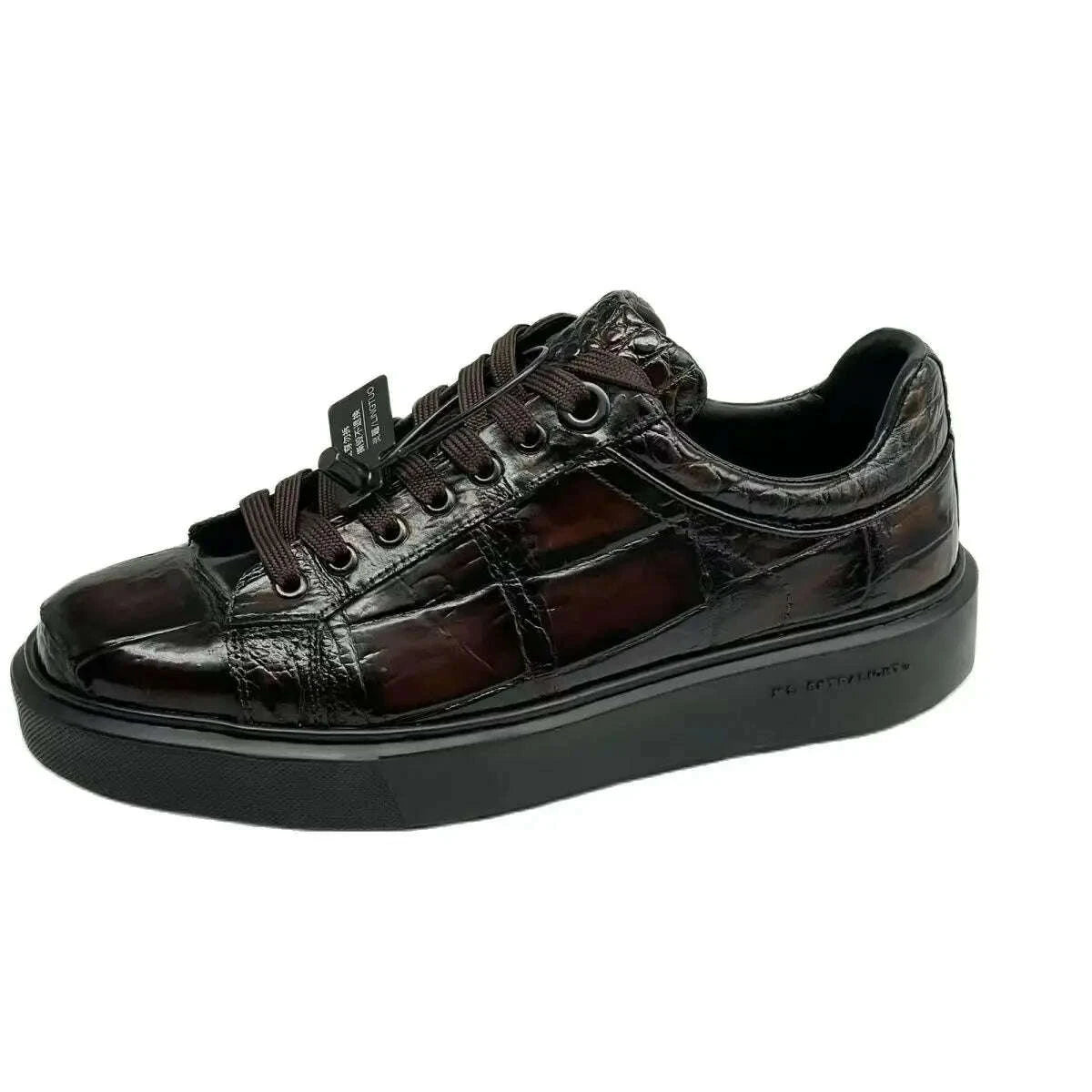 KIMLUD, 2024 new arrival Fashion Crocodile Skin causal shoes men,male Genuine leather sneakers pdd417, KIMLUD Womens Clothes