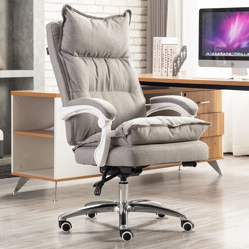 Linen Upholstered Executive Chair With 360 Degree Swivel And Lockable Wheels — Black | KIMLUD