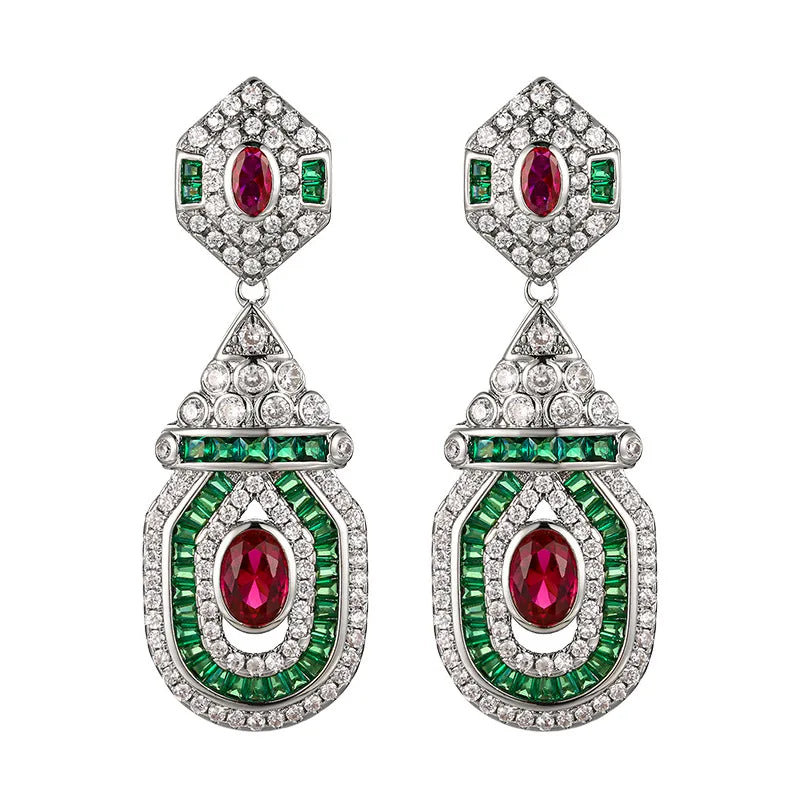 Drop Earrings Platinum Palace Style — True Red | KIMLUD
