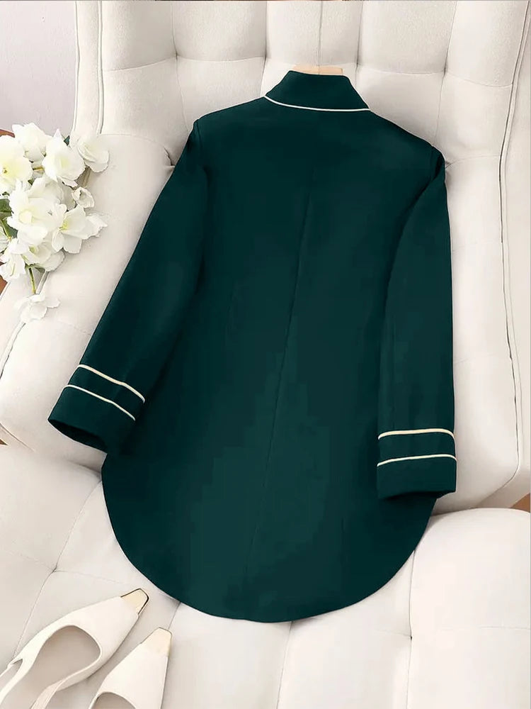 Chic Stand Collar Long Sleeve Jacket Outerwear Office Lady Spring Autumn Fashion Elegant Tailed Blazers Coat For Women 2025 Tops
