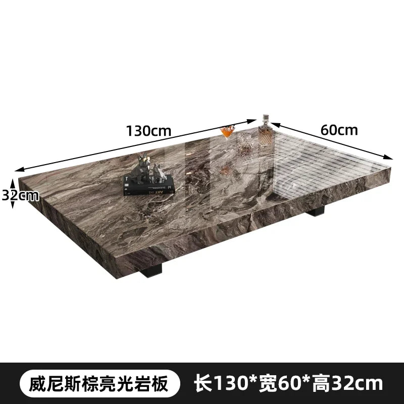 Rock Slab Coffee Table Rectangular Countertop — White | KIMLUD