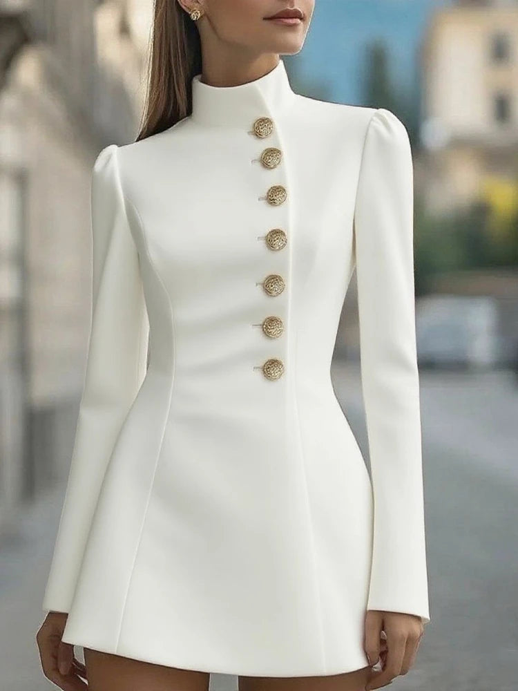 Mini Dress – Stand Collar – Slim Silhouette | KIMLUD