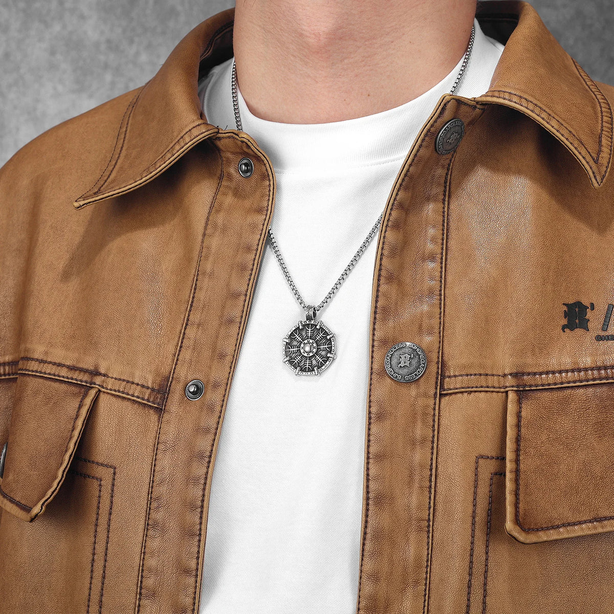 Viking Retro Shield Men Necklaces With Pendant Stainless Steel Jewelry For Male Women Punk Hip Hop Accessories Gifts Wholesale