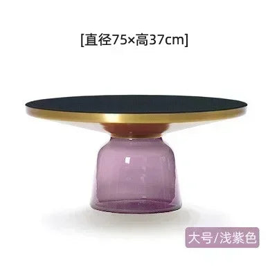 Nordic Creative Glass Round Coffee Table Combination Living Room Reception Side Table Transparent Light Luxury Coffee Tables