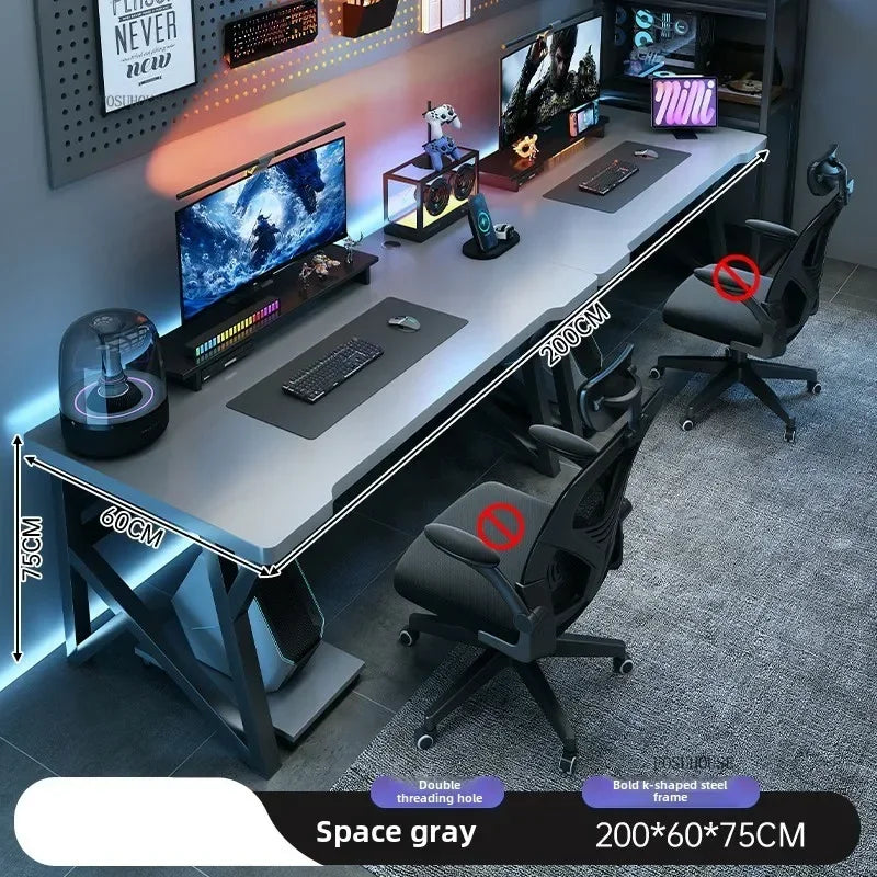 L-Shaped Double Computer Desk Home Office — Black | KIMLUD