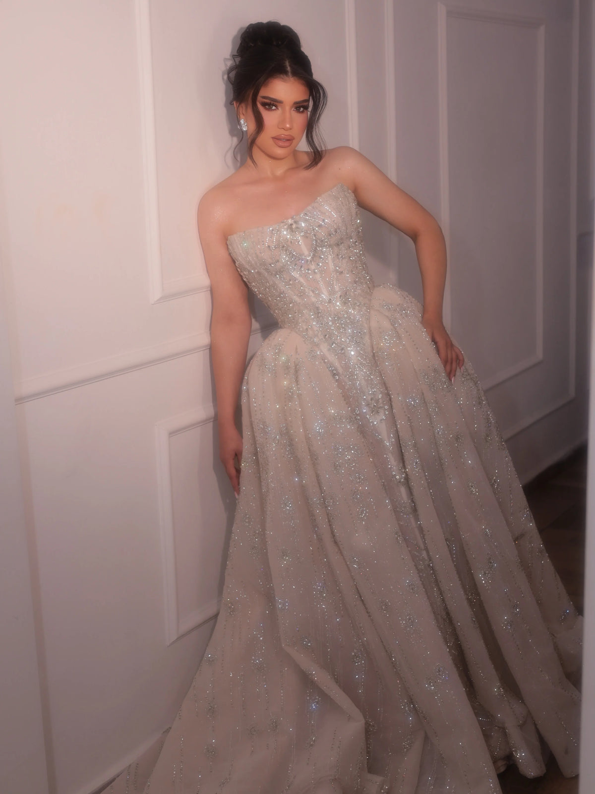 Ball Gown – Sequin Sweetheart Strapless – Chiffon – Silver | KIMLUD