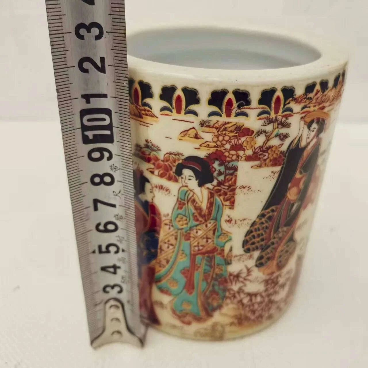 KIMLUD, Chinese Old Pink Porcelain Japanese Ladies Pattern Round Pen Holder Vase, KIMLUD Womens Clothes