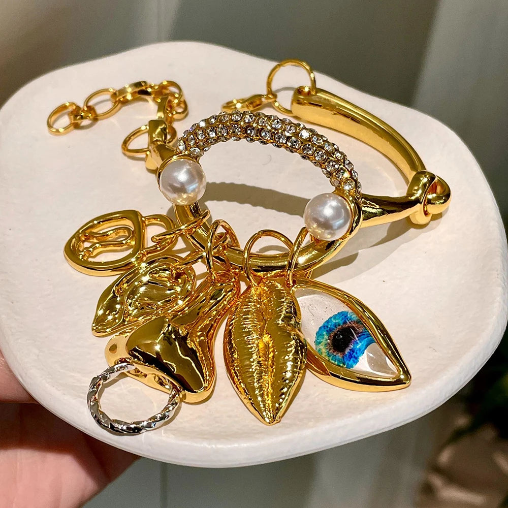 Gold-Plated Facial Feature Bangles — Gold | KIMLUD