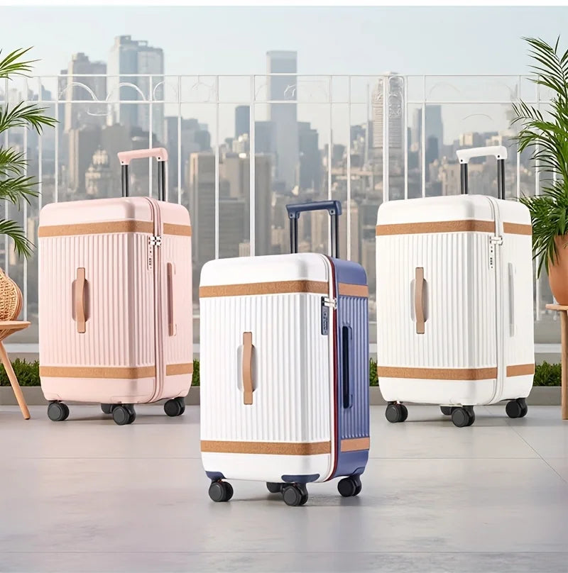Hardshell ABS+PC Suitcase Large-Capacity With USB Port — White | KIMLUD