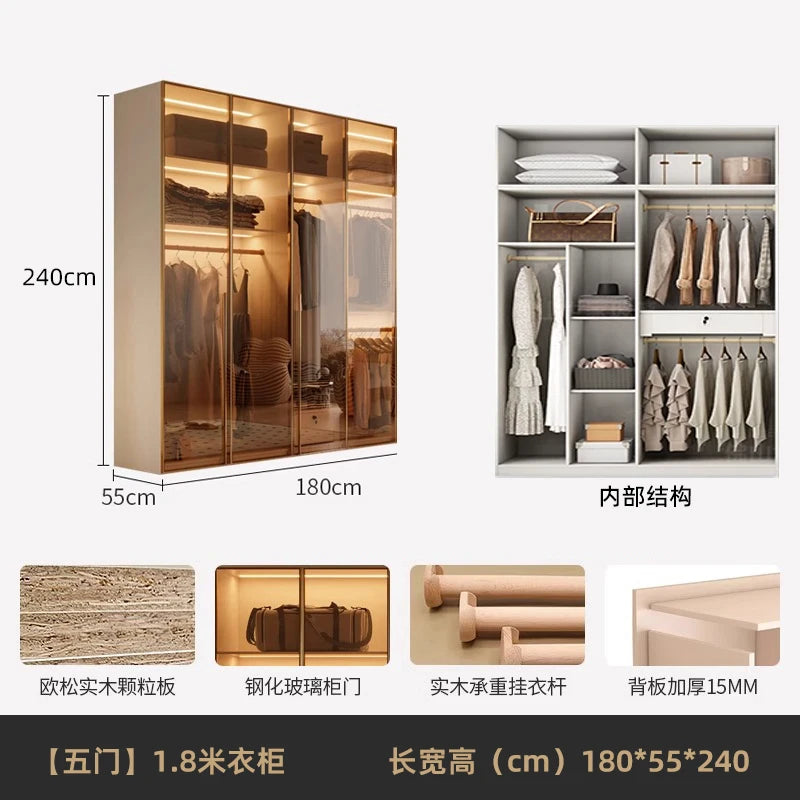 Fabric Open Closet Display Wooden Minimalist Modern Wardrobe Jewelry Cube Modular Wearable Storage Guarda Roupa Salon Furniture
