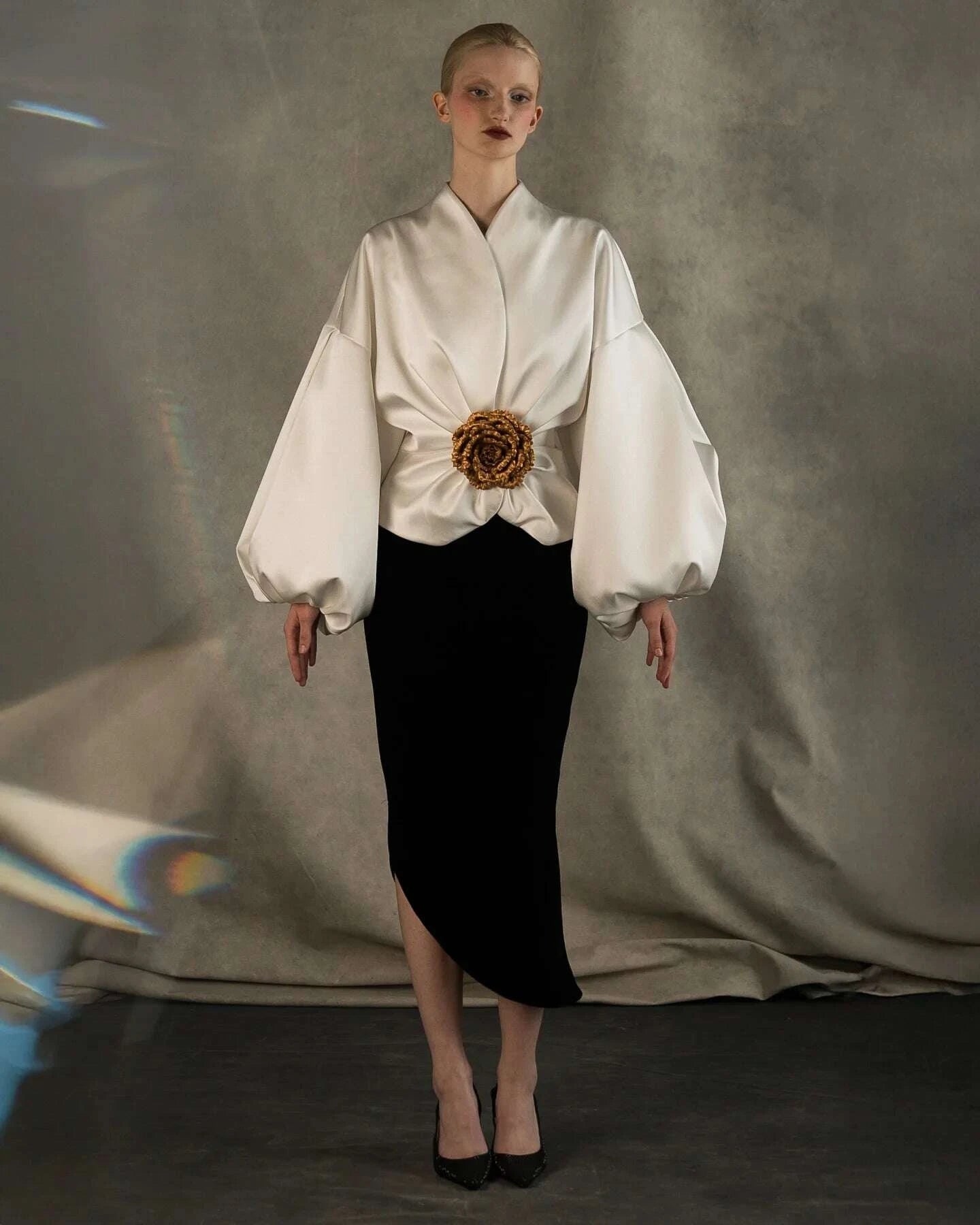 chic-off-white-top-women-suit-coat-silk-taffeta-bubble-sleeves-ladies-tops-blouse-custom-made-crop-jacket-formal-outfit-topkimludkimlud-35574870