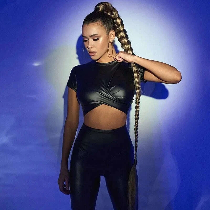 2024-womens-tight-t-shirt-springsummer-new-bright-lacquer-leather-cross-short-top-for-womenkimlud-womens-fashion-34602422