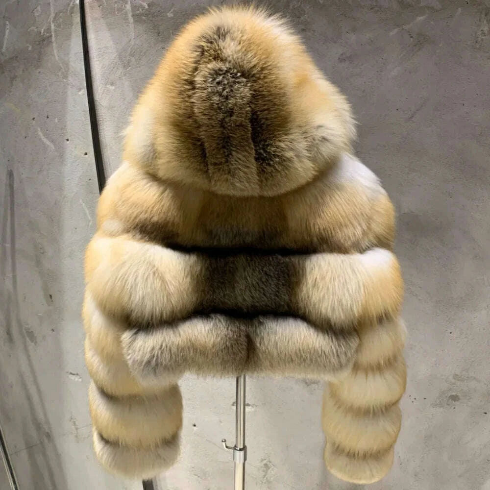 KIMLUD, Women's Full Pelt Real Fox Fur Hooded Jackets, Long Sleeve Outwear, Winter Bomber, Female, 902, KIMLUD Womens Clothes