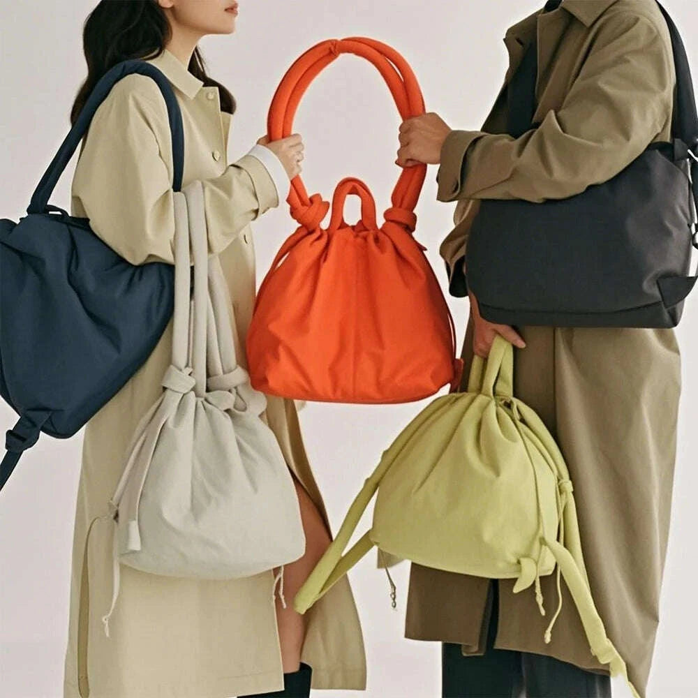 KIMLUD, Puffer Backpack For Women Handbag With Top Handle Shoulder Bag Soft Lightweight Drawstring Puffy Tote Carry On Bag, KIMLUD Womens Clothes