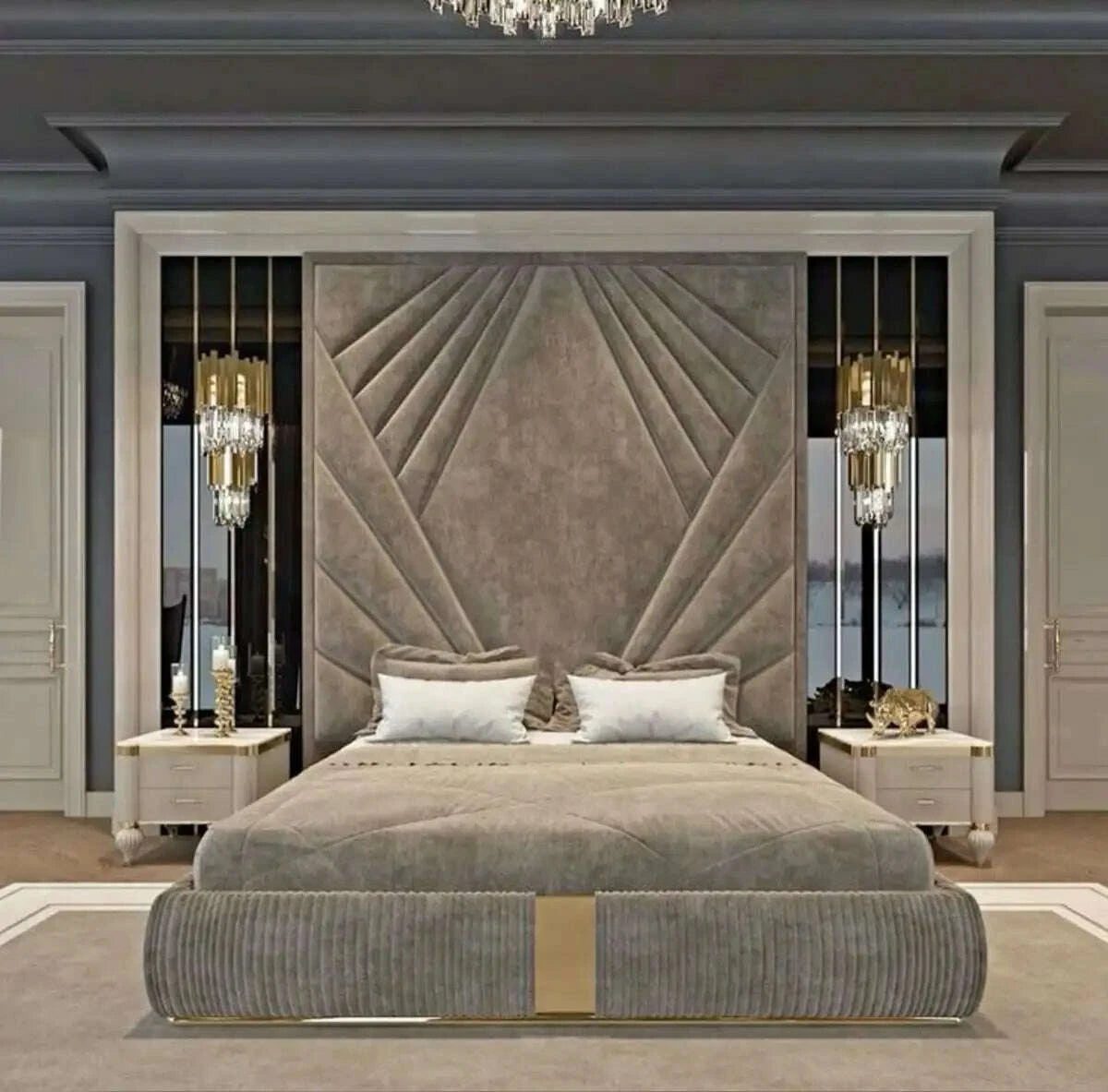 KIMLUD, HJ HOME Wholesale Fabric Up-holstered Beds King Size Double Headboard Customized Wall Panels Hotel Bedroom Furniture Set, KIMLUD Womens Clothes