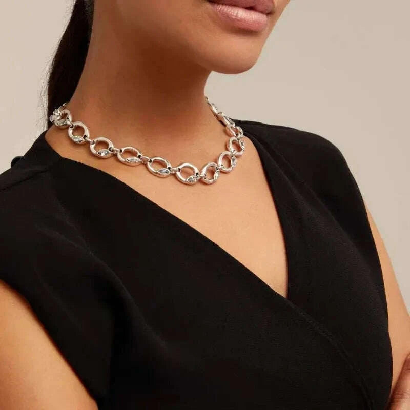 KIMLUD, 2025 Summer New Bestseller Shiny and Beautiful Blue Crystal Necklace, Women's Jewelry Gift, KIMLUD Womens Clothes