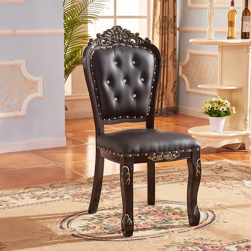 European Style Dining Chair Modern Restaurant Solid Wood Princess Chair Wedding Simple High Quality Muebles Lounge Furniture