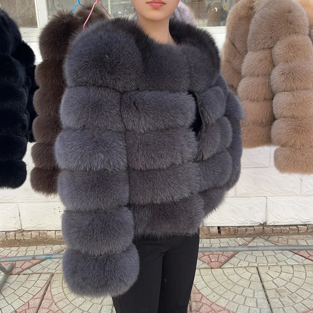 QUEENTINA Fox Fur Coat Real Winter Women'S New Fashion Furry 2025 Leather And Skin White Clothing Natural New In Coats & Jackets