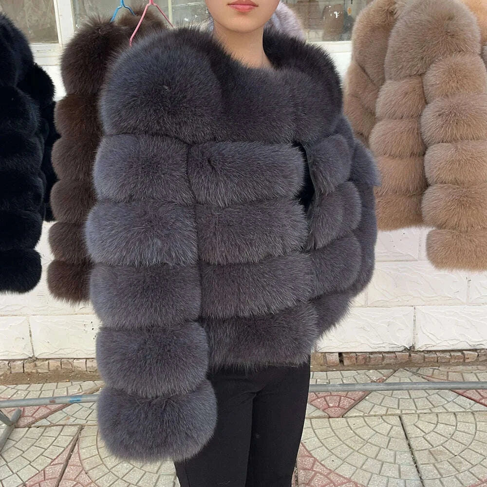 KIMLUD, QUEENTINA Fox Fur Coat Real Winter Women'S New Fashion Furry 2025 Leather And Skin White Clothing Natural New In Coats & Jackets, KIMLUD Womens Clothes