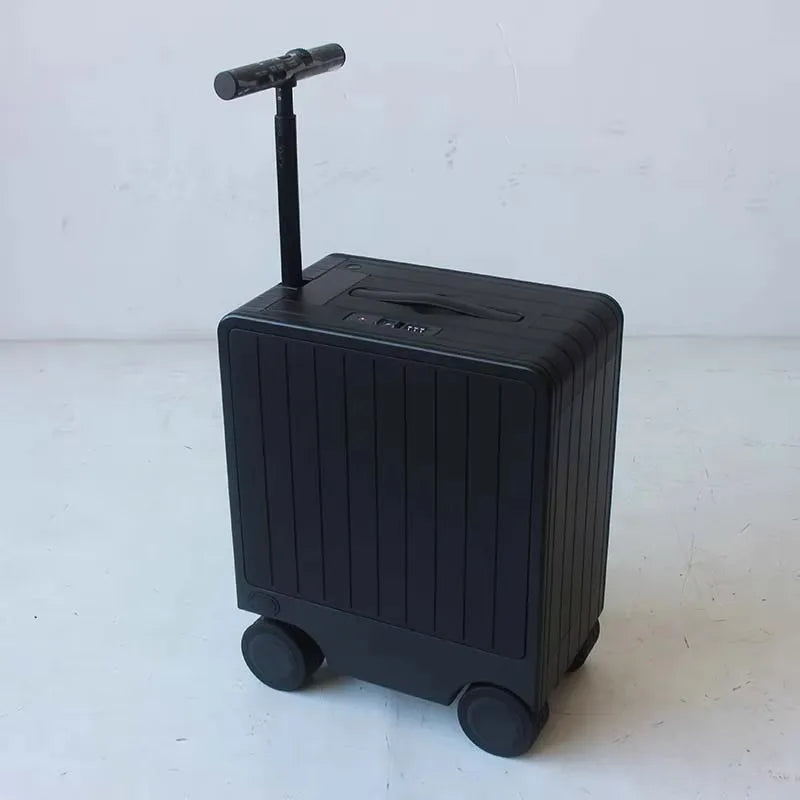 Electric Carry-On Scooter Luggage Follows You Through Terminals — Black with Orange Edge | KIMLUD