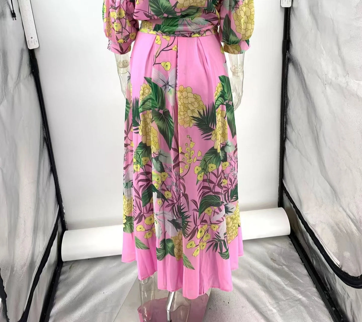 Floral Dress Set – Blouse and Dress – Polyester Cotton | KIMLUD