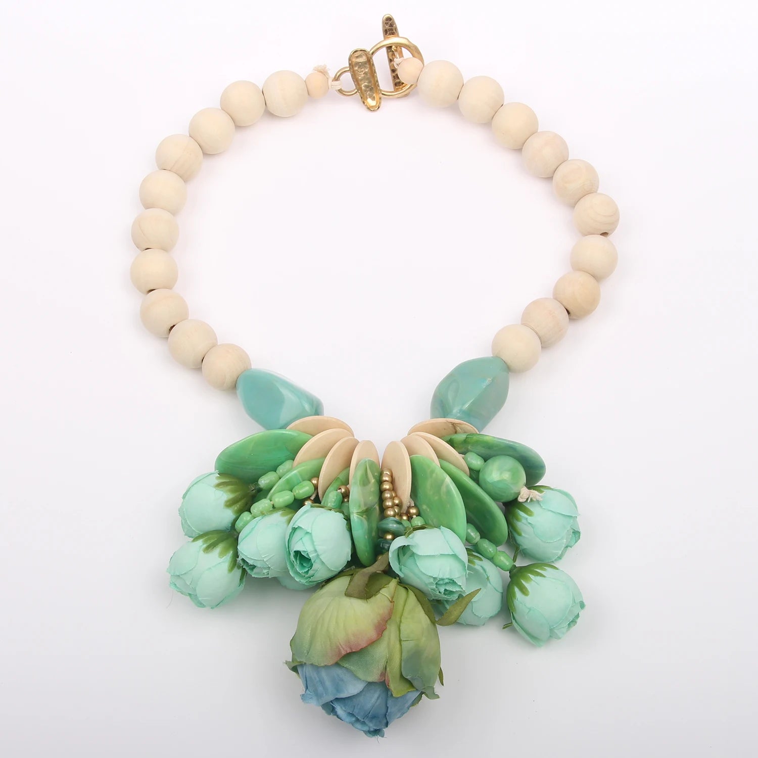 Statement Elegant Acrylic Floral Necklace — Gold | KIMLUD
