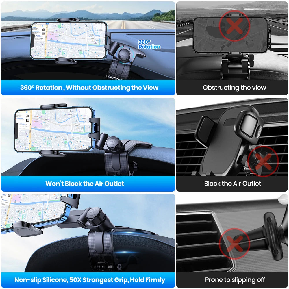 Car Phone Holder – Rotatable Dashboard Mount – Clip Mount | KIMLUD