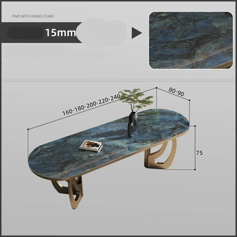 luxury Kitcjen Dining Table Set 6 People Desk legs metal Marble Dining Table Coffee Multifunctional mesa comedor home furniture