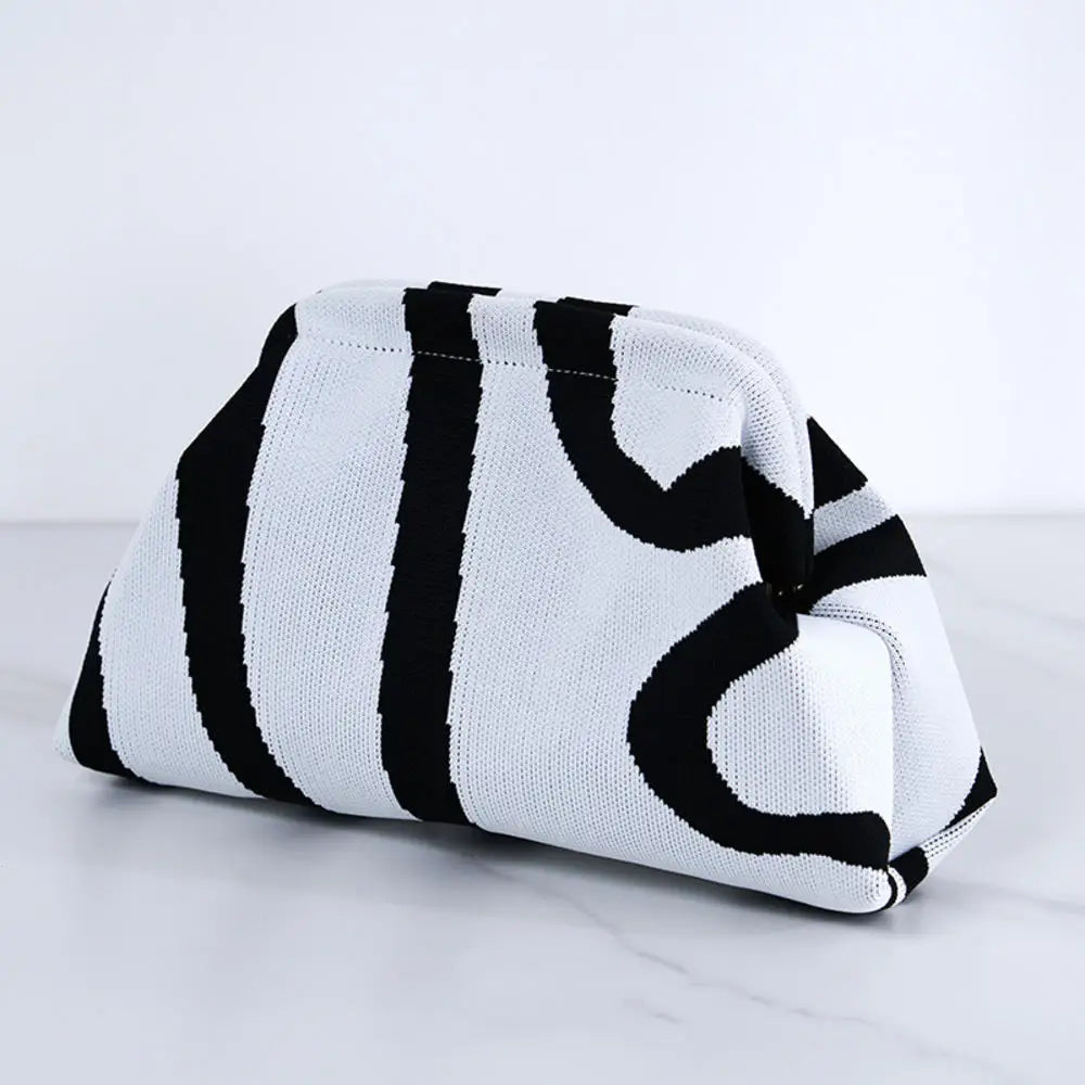 Striped Polyester Clutch Bag Small — Multicolor | KIMLUD
