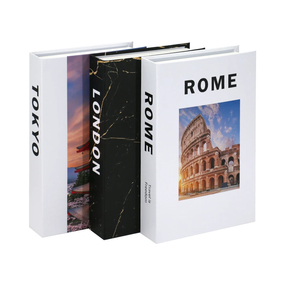 Foldable Faux Books Three-Piece Set for Couture Coffee Table Decor — Black | KIMLUD