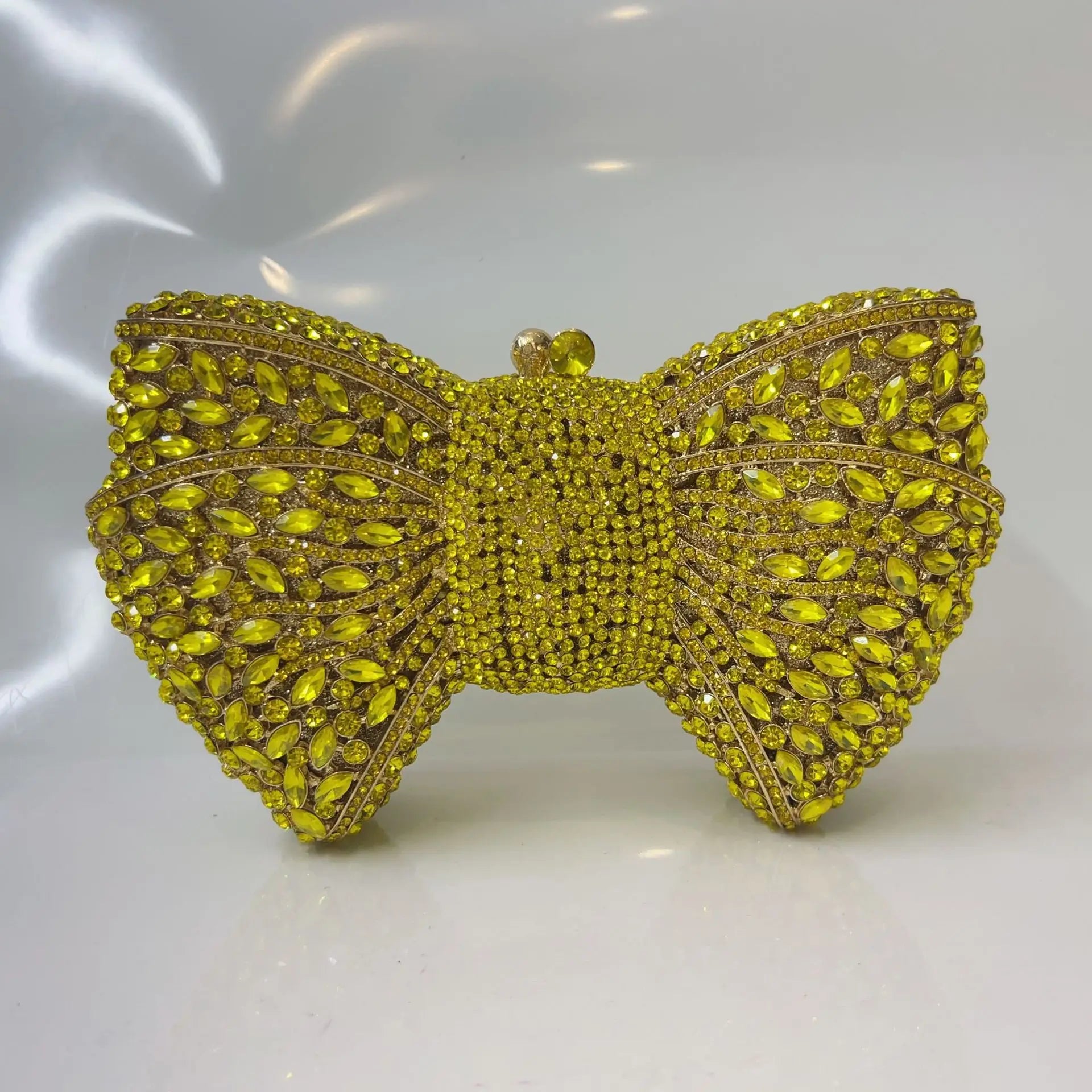 Crystal Rhinestone Bowtie Clutch Evening — Gold | KIMLUD