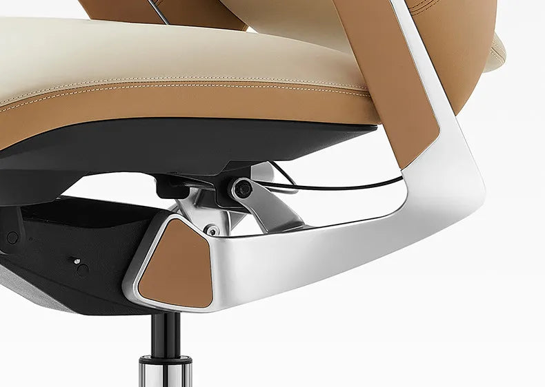 Leather Ergonomic Office Chair Solid — Ivory | KIMLUD