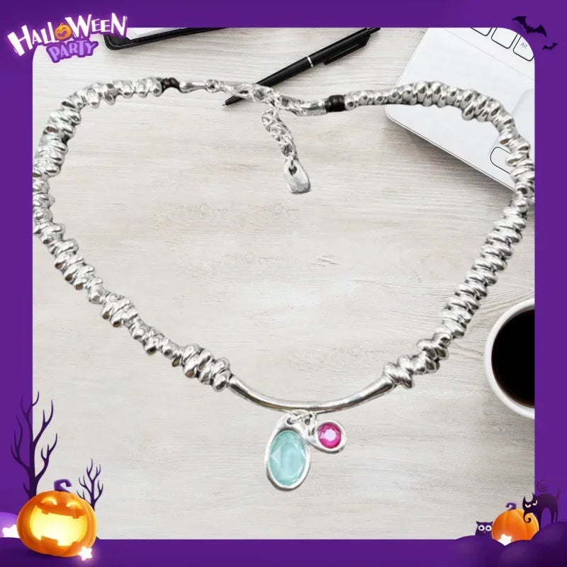 2025 Summer New Bestseller Shiny and Beautiful Blue Crystal Necklace, Women's Jewelry Gift