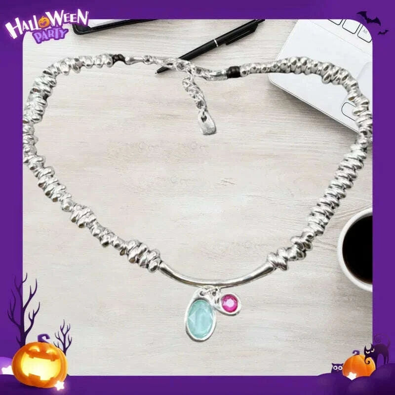 KIMLUD, 2025 Summer New Bestseller Shiny and Beautiful Blue Crystal Necklace, Women's Jewelry Gift, KIMLUD Womens Clothes