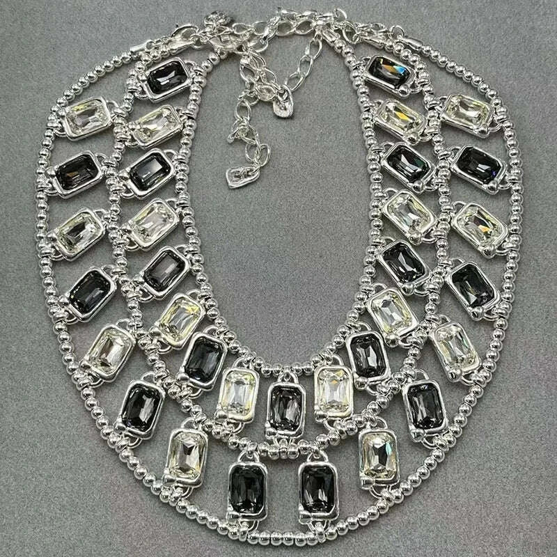 KIMLUD, 2025 Summer New Bestseller Shiny and Beautiful Blue Crystal Necklace, Women's Jewelry Gift, KIMLUD Womens Clothes