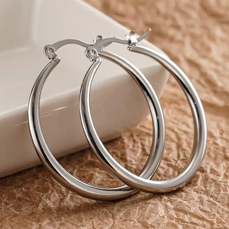 Hoop Earrings – Circle – Stainless Steel For Women | KIMLUD