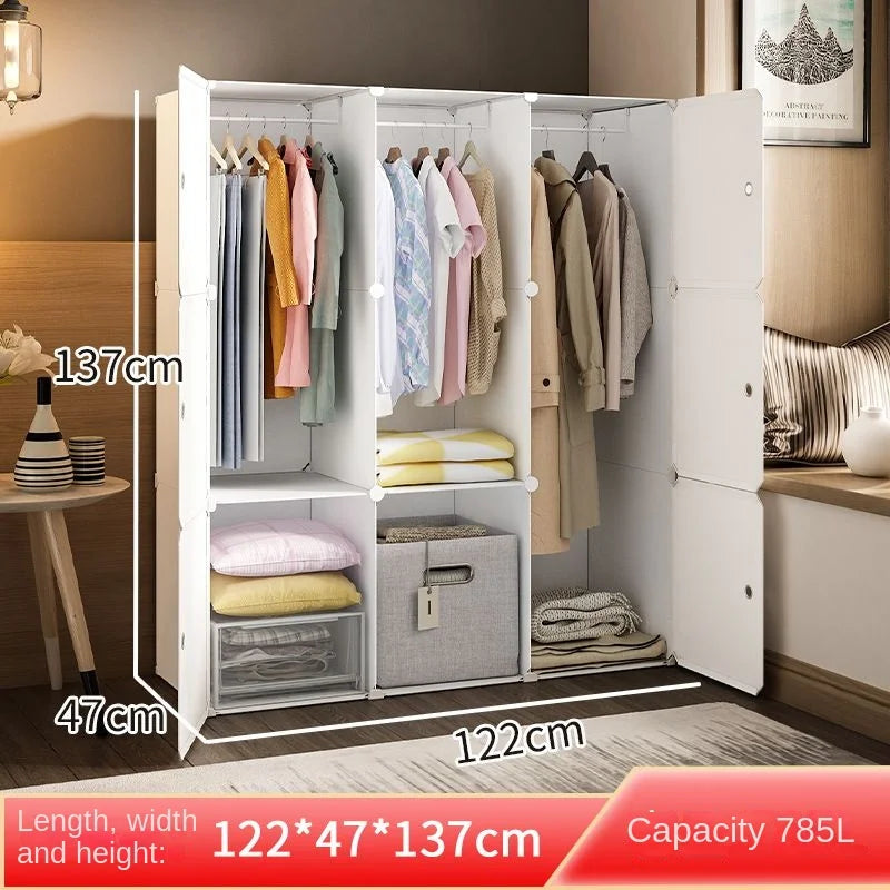 Plastic Wardrobe Collapsible with Large Space — White | KIMLUD