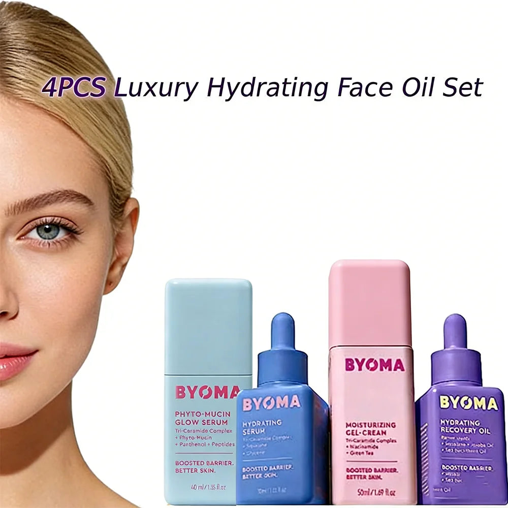 Luxury Hydrating Face Oil Set Squalane Jojoba Seabuckthorn Oil Blend Instant Radiant Glowy Skin Barrier Repair Nourishing Serum