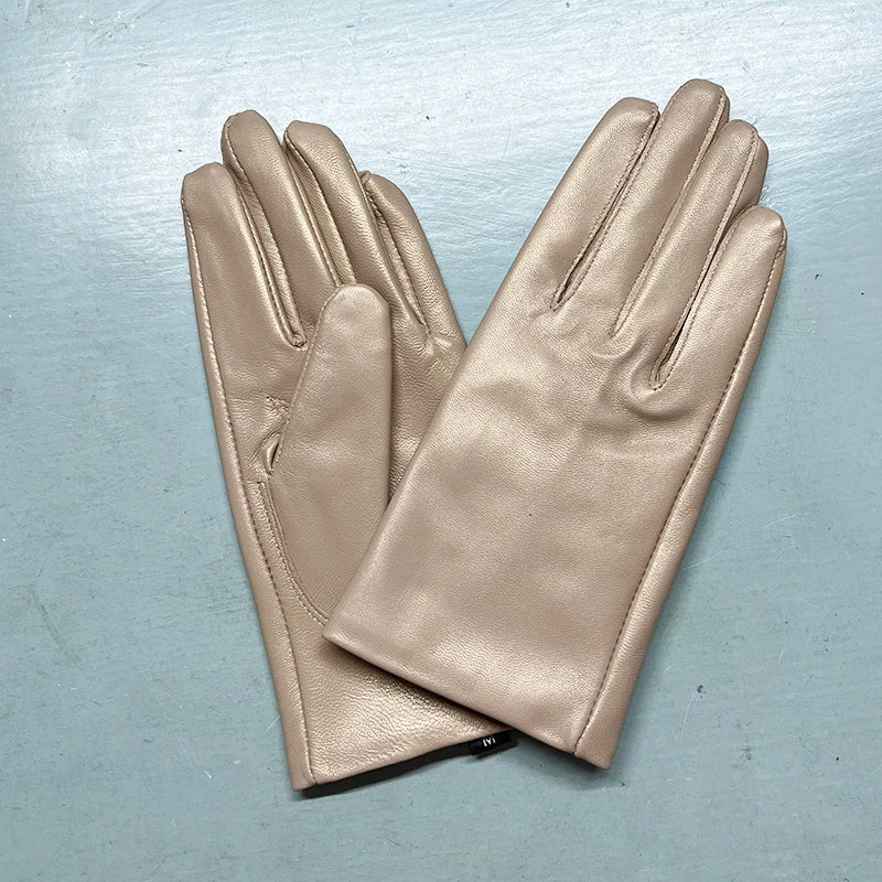 Leather Gloves Genuine Lambskin Short Black | KIMLUD