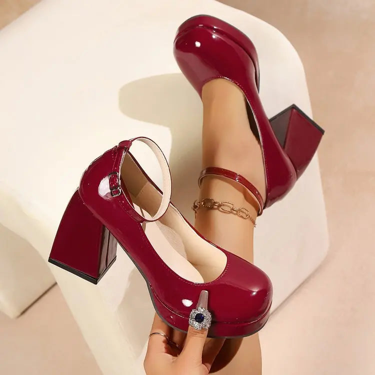 Mary Jane Shoes – Platform High Heels – Patent Leather | KIMLUD