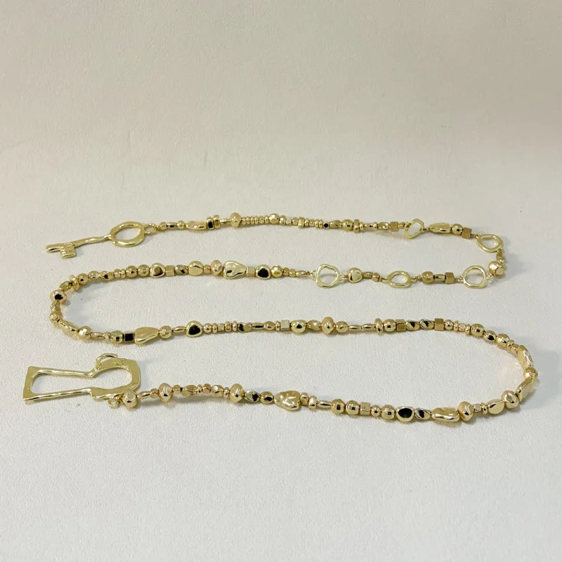 Brand Fashion Show Metal Alloy Lock Pendant Belt For Women Fashion Jewelry Trendy Girls' Sweater Dress Accessories