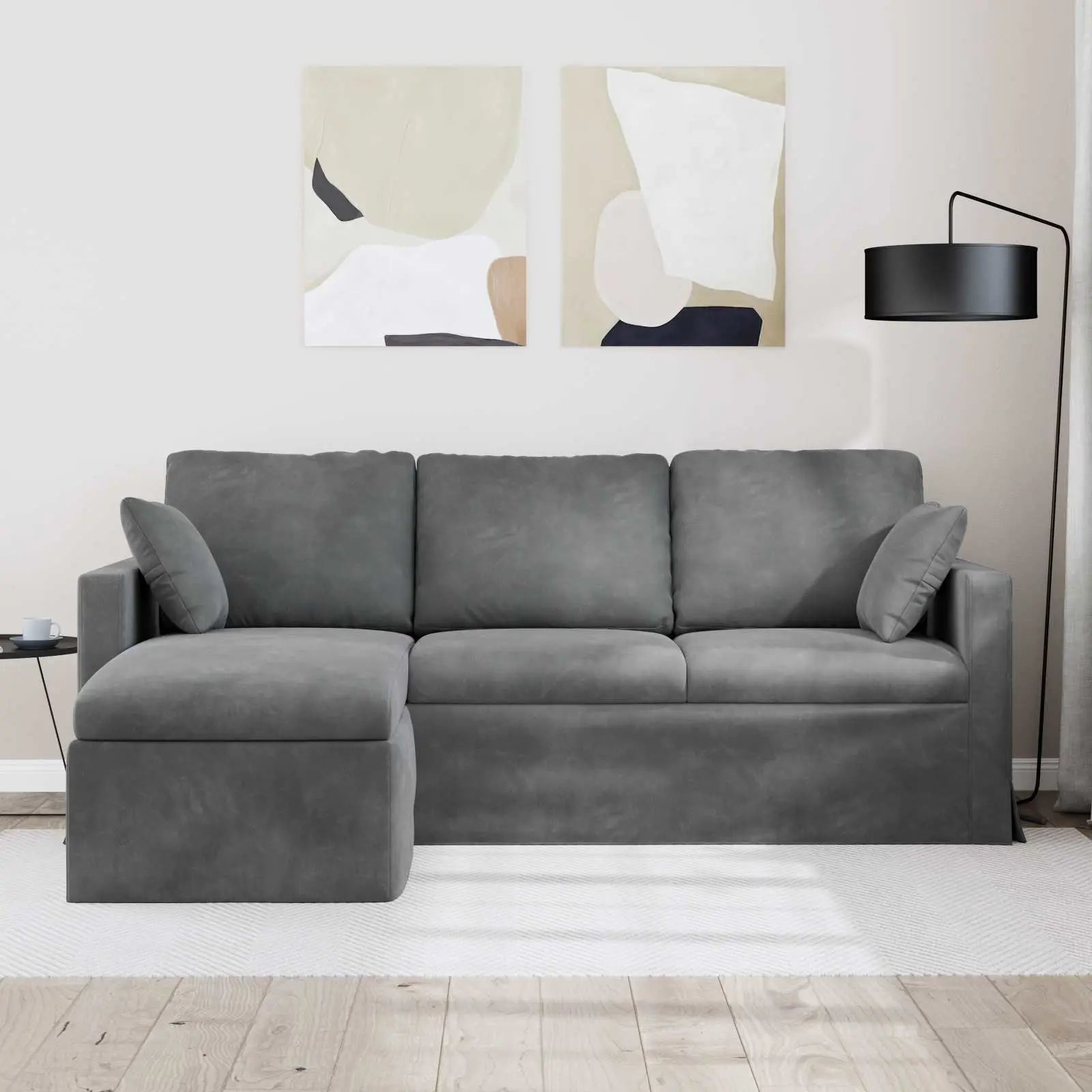 Velvet Sofa 198 x 134 x 80 cm — Dark Grey | KIMLUD
