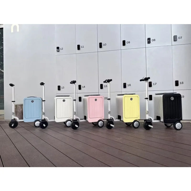 Aluminum Rideable Luggage 20-Inch Carry-On Cruise Mode — Soft Pink | KIMLUD
