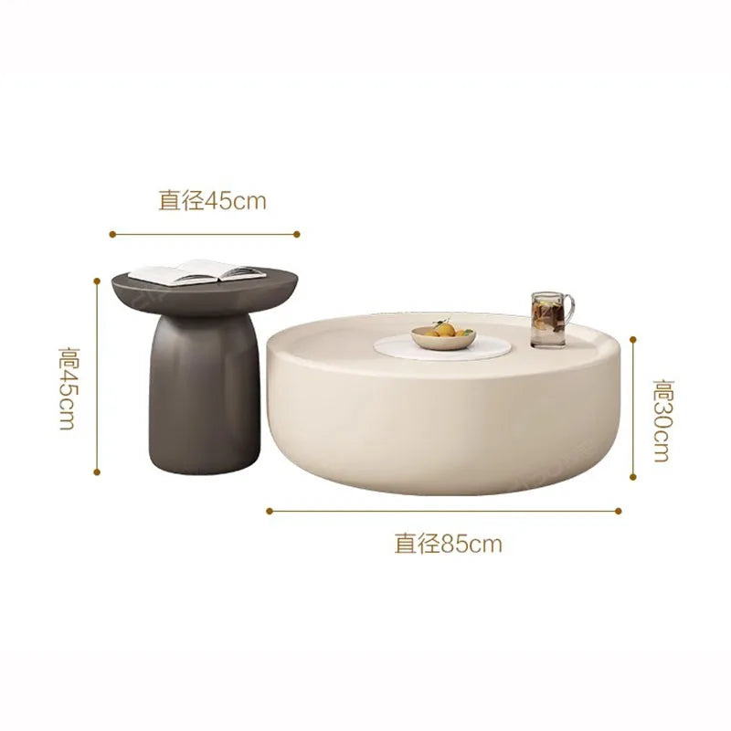 Nordic Round Coffee Table Sculpted Glam — White | KIMLUD