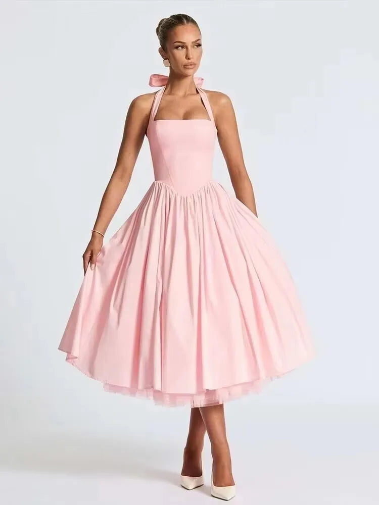 Townlike Waist Wrap A-line Ball Gown Dress Women Halter Mini 2025 Spring Summer Dress Nightclub Sexy Party Dresses