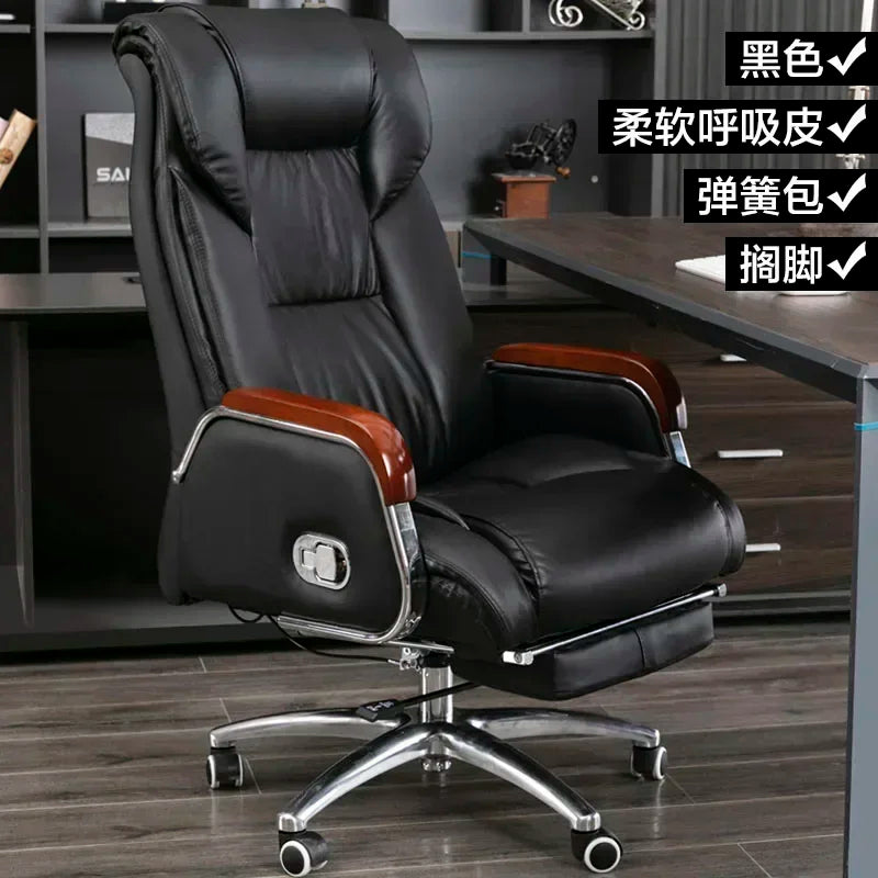 Retro Executive Leather Chair Armchairs Editor Choises Fashion Aluminium Office Chair Working Relax Silla Escritorio