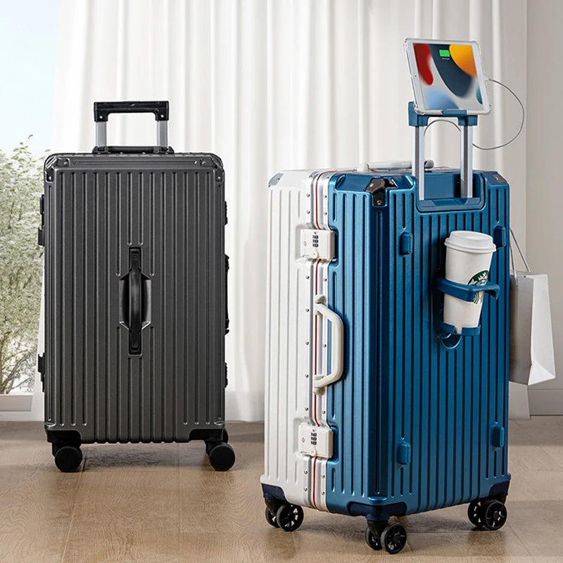 Aluminum Framed Luggage 30/32-Inch Large Cup and Phone Holder — Silver | KIMLUD