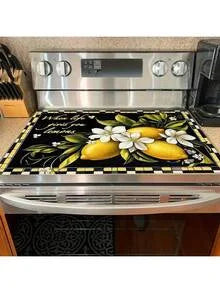 Rubber Stove Cover Mat Tree Design With Intricate Branches — Black | KIMLUD