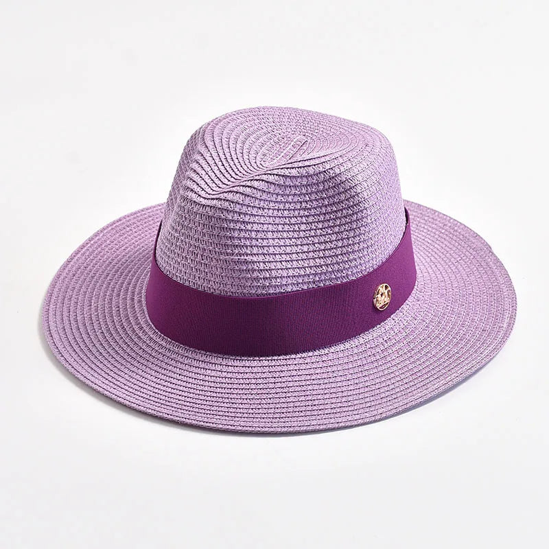 Panama Style Sun Hats Ribbon Decoration — Natural | KIMLUD