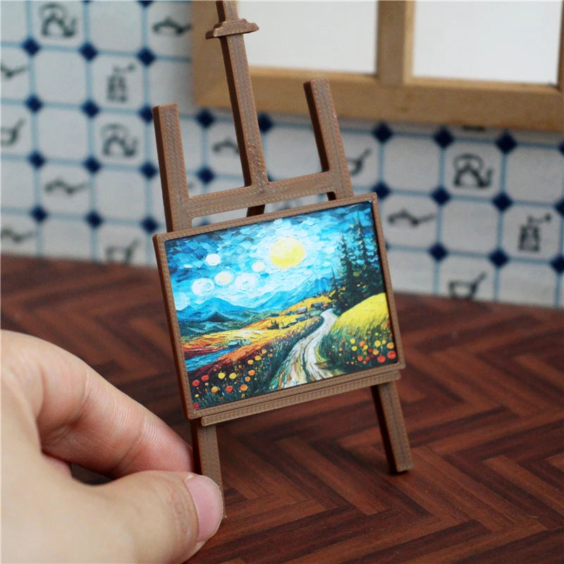 PVC Dollhouse Miniature Palette Easel Set One Twelfth Scale — Ivory | KIMLUD